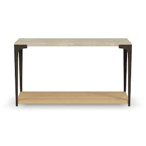 Grayson 50 in. Natural Beige Rectangular Stone Console Table