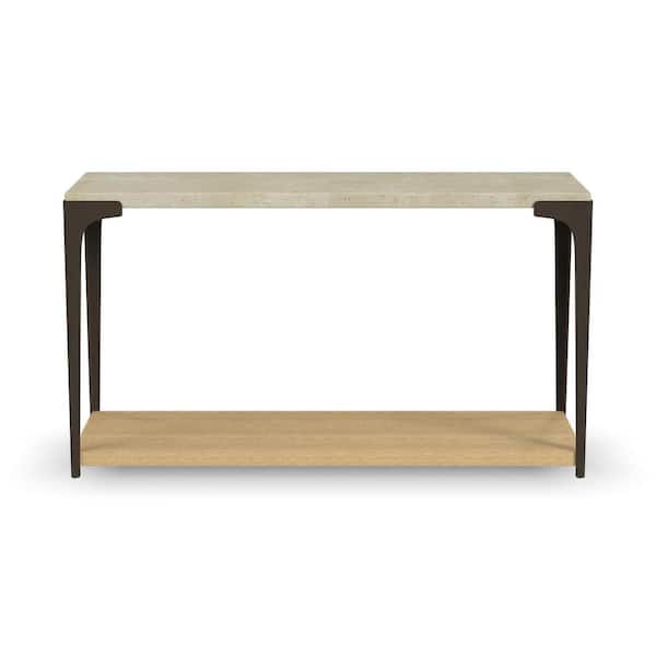 HOMESTYLES Grayson 50 in. Natural Beige Rectangular Stone Console Table