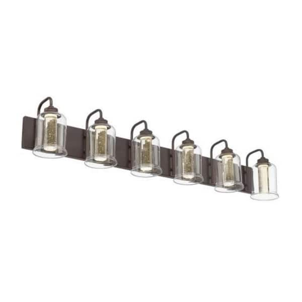 JAZAVA 44 in. 6-Light 40-Watt LED Vanity Light with Crystal ORB LED Vanity Light