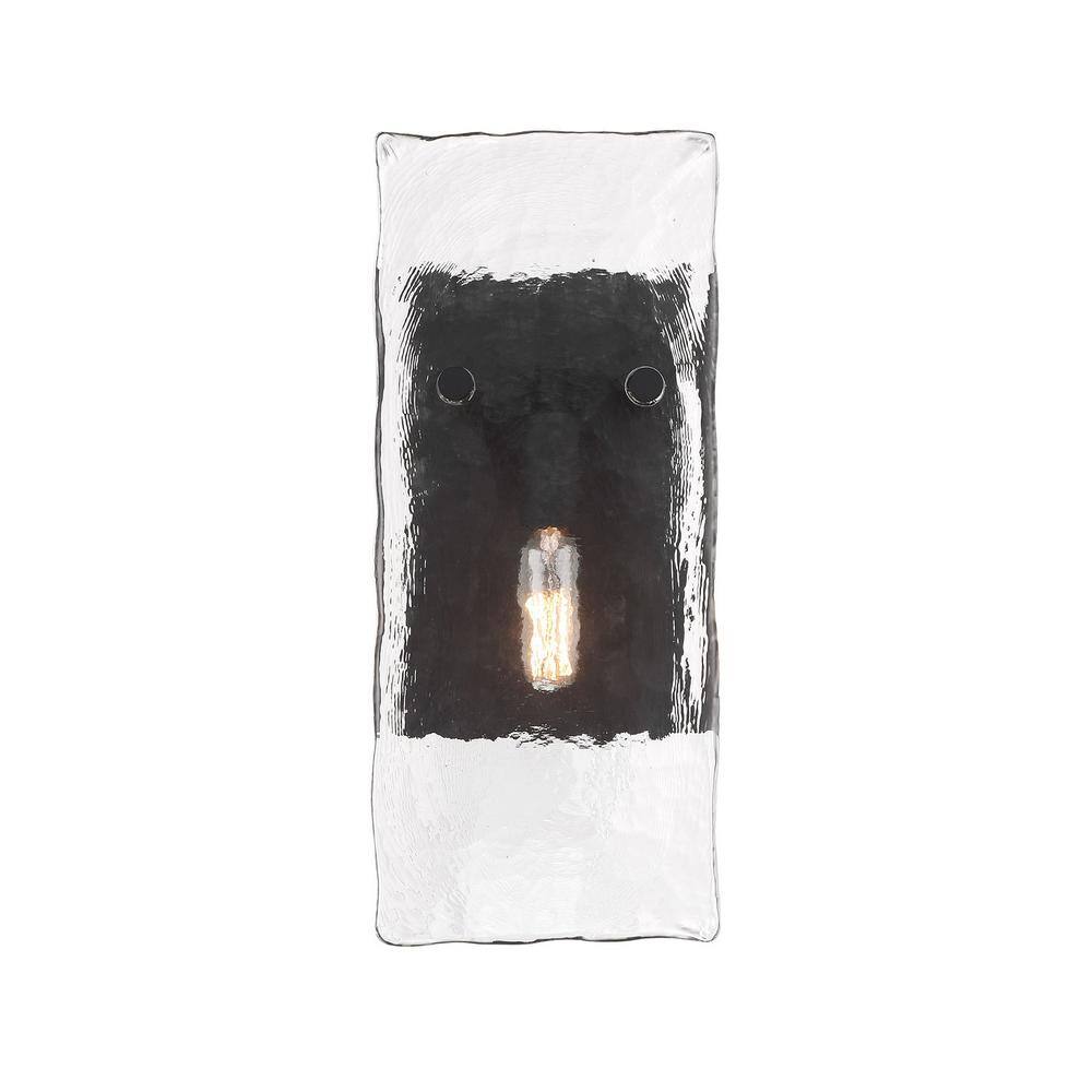 Matte Black Handmade Water Glass 1-Light Sconce
