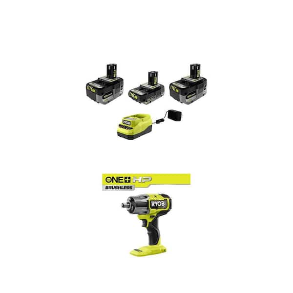 ONE+ 18V Starter Kit with 2.0 Ah Battery, (2) 4.0 Ah Batteries, Charger and HP Brushless 1/2 in. Impact Wrench