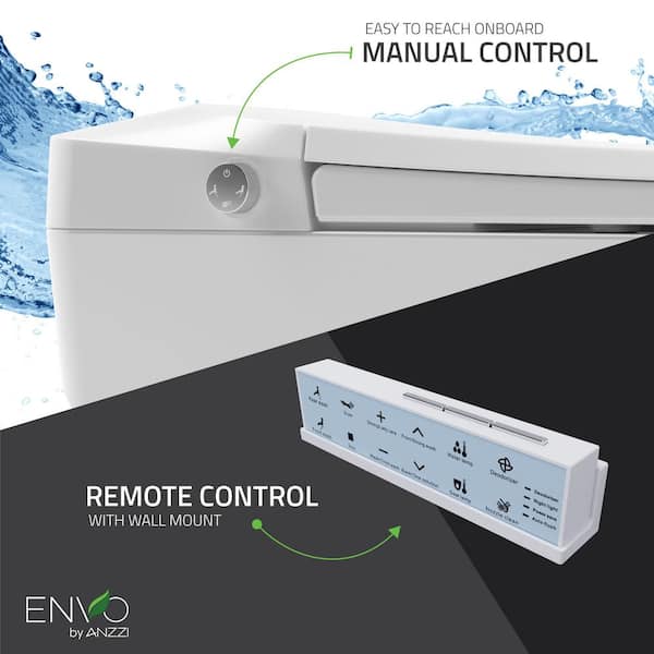 ANZZI - ENVO Echo Elongated 1.28 GPF Smart Bidet Toilet in Matte Black with Auto Open, Auto Flush, Voice and Wi-Fi Control