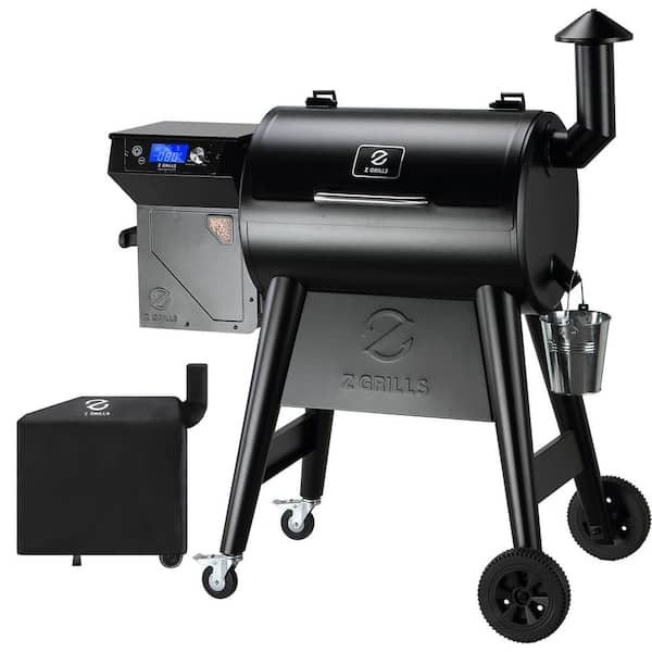 459 sq. in. Pellet Grill and Smoker in Black with Cover