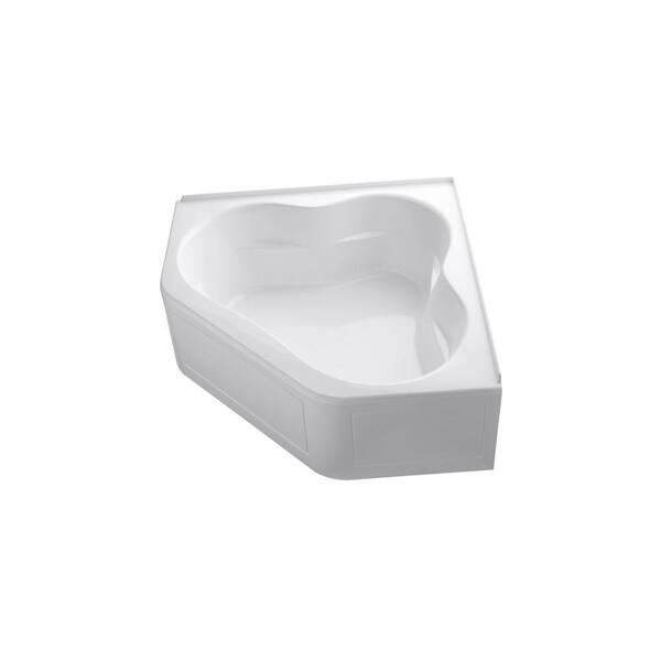 KOHLER Tercet 5 ft. Acrylic Center Drain Neo-Angle Straight Corner Alcove Air Bath Bathtub in White