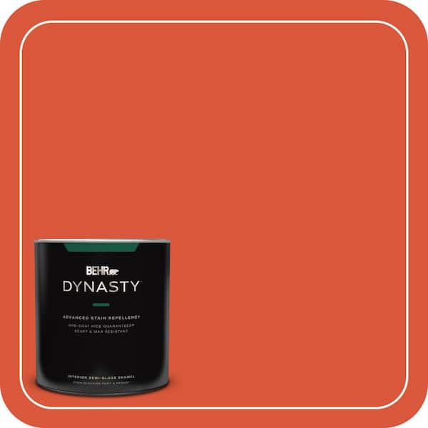 BEHR DYNASTY 1 qt. Home Decorators Collection #HDC-MD-10G Mod Orange Semi-Gloss Enamel Interior Stain-Blocking Paint & Primer
