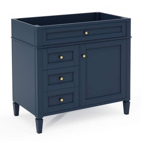 Vienna 36 in. Modern Freestanding Bath Vanity Cabinet without Top in Blue with 2 Drawers and Tip-out Drawer