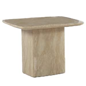 Phoebe 28 in. L Light Camel Marble Square End Table