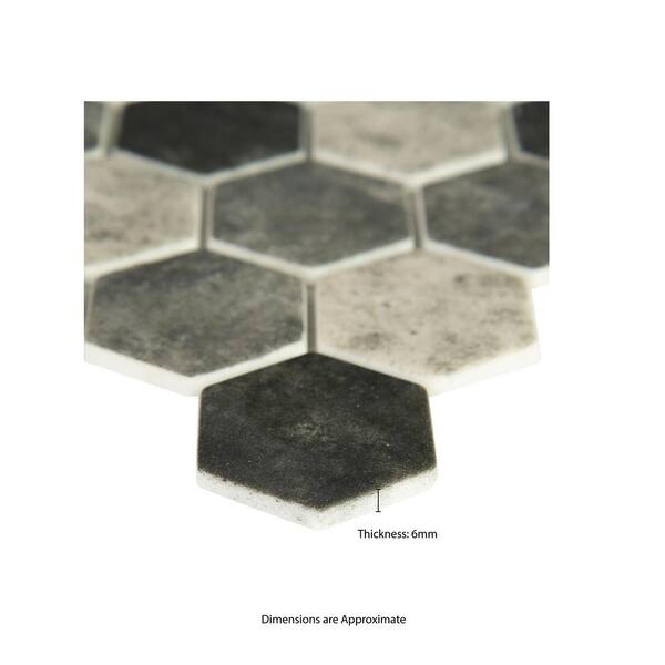 12 in. x 12 in. x 6 mm Urban Tapestry Hexagon Matte Glass Mesh-Mounted Mosaic Tile (1 sq. ft.) 12 in. x 12 in. x 6 mm Urban Tapestry Hexagon Matte Glass Mesh-Mounted Mosaic Tile (1 sq. ft.)