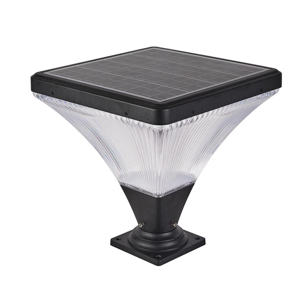 Outdoor Solar Light, 15 in. Black Outdoor Garden Dimmable Post Lantern Ligh