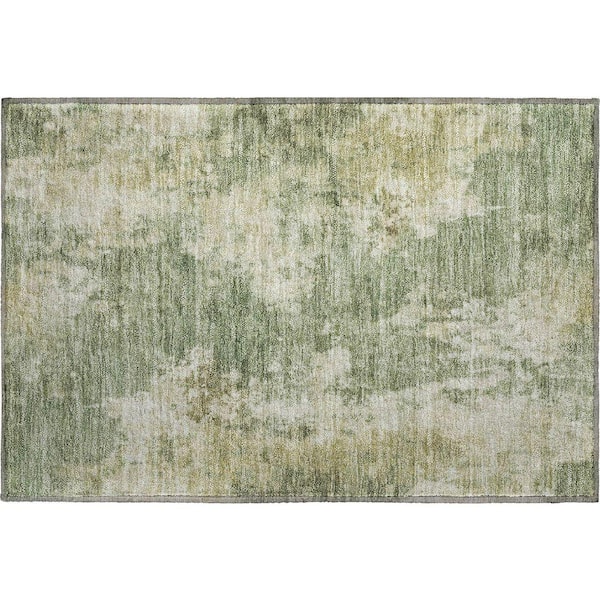 Mayfield Premium Machine Washable Abstract AMF2066 Sage 2 ft. x 3 ft. Accent Rug