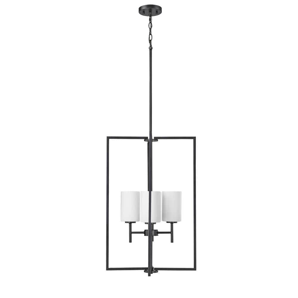 Luxx 240-Watt 4-Light Matte Black Pendant-Light Ribbed Etched Opal White Shade price history on PriceWatchPro