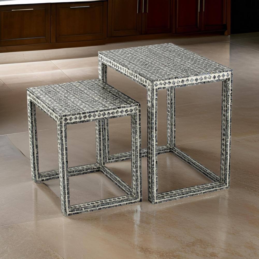 16.7 in. Gray and White Rectangular Wooden Top End Table (Set of 2) price history on PriceWatchPro