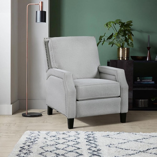 Lazzara Adele Gray Chenille Fabric Manual Push Back Recliner
