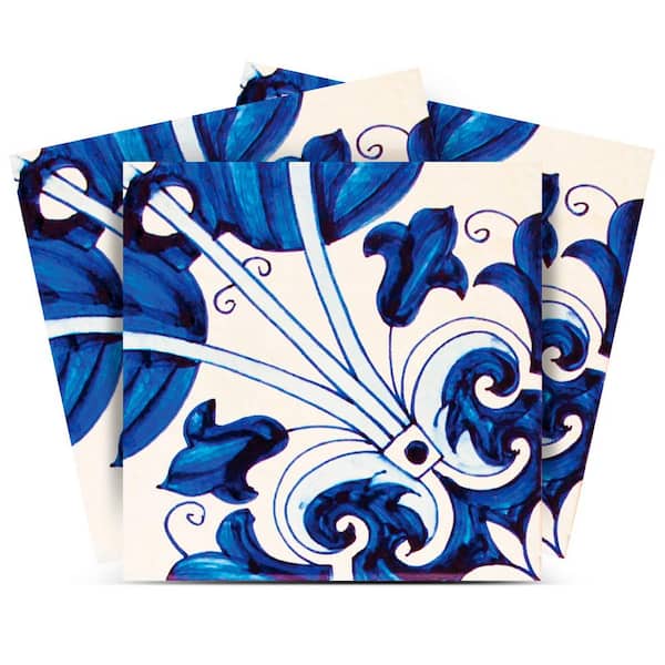 MI ALMA White, Blue V21 5 in. x 5 in. Vinyl Peel and Stick Tile (24 Tiles, 4.17 sq. ft./pack)
