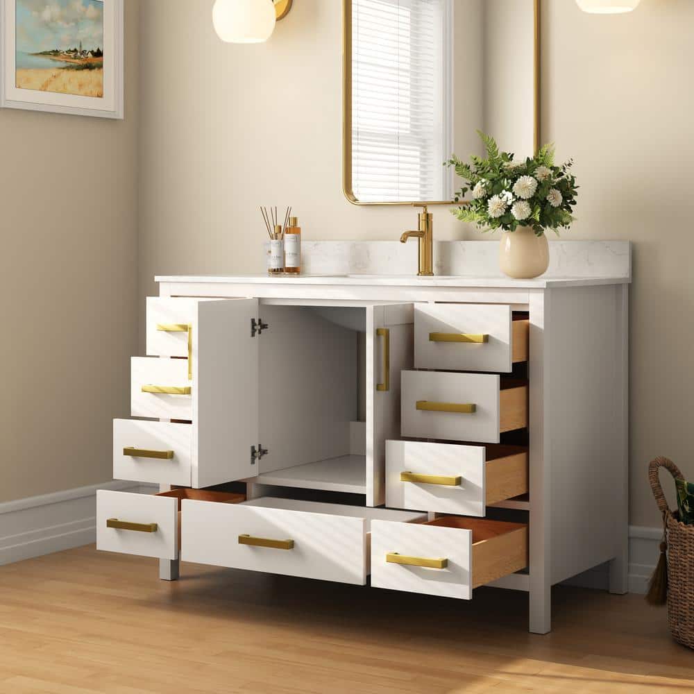DeerValley White 48" Freestanding Bathroom Vanity with Ceramic Sink