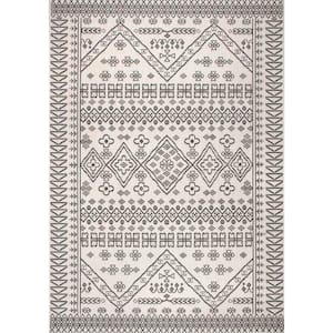 Kandace Tribal Ivory 8 ft. x 11 ft. Indoor/Outdoor Patio Area Rug
