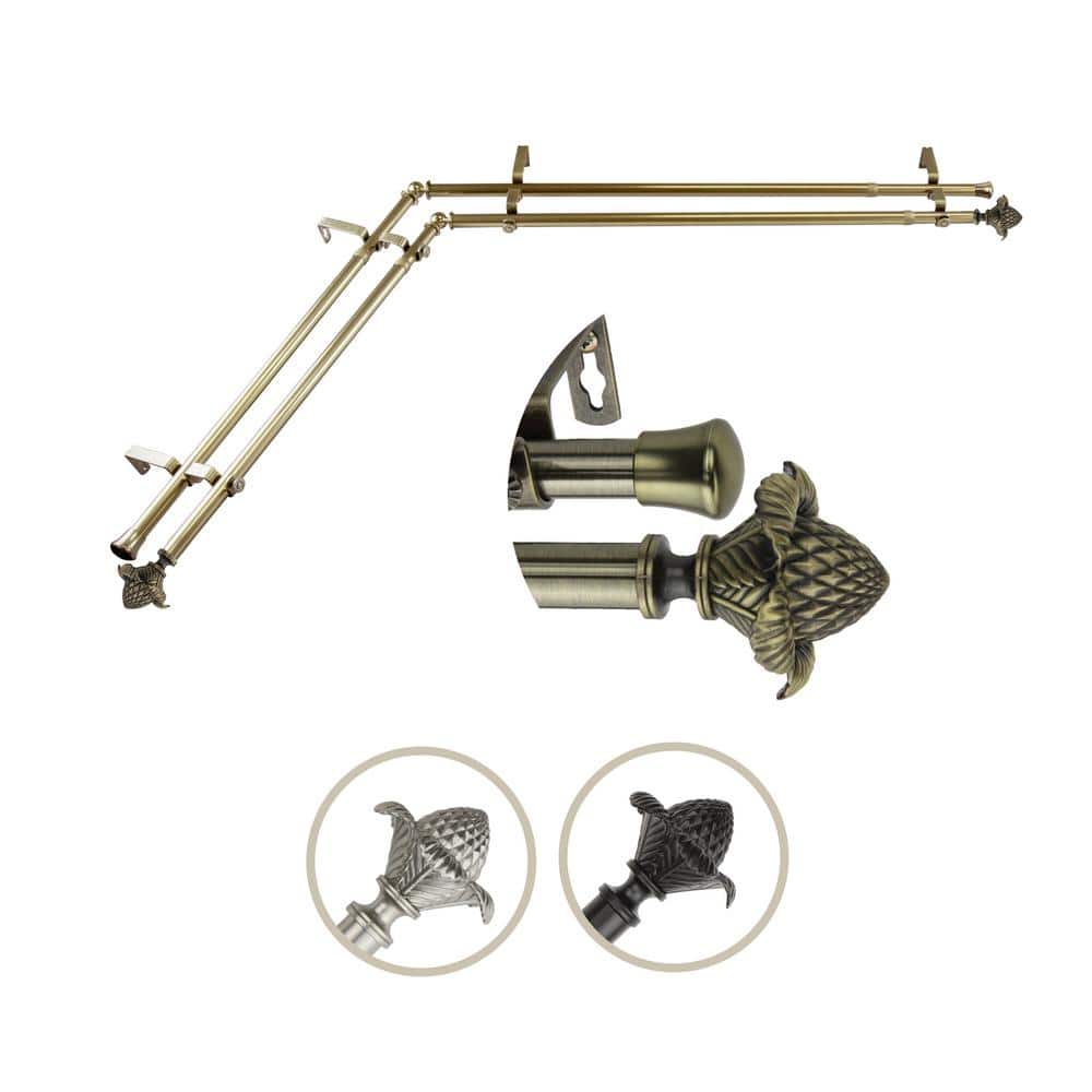 48 in. - 84 in. Adjustable 3/4 in. Double Corner Window Curtain Rod in Anti