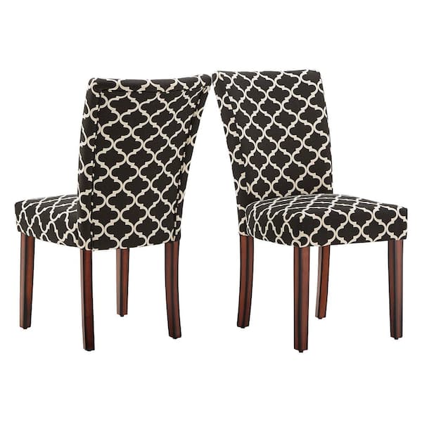 HomeSullivan Black Moroccan Pattern Fabric Parsons Dining Chairs (Set of 2)