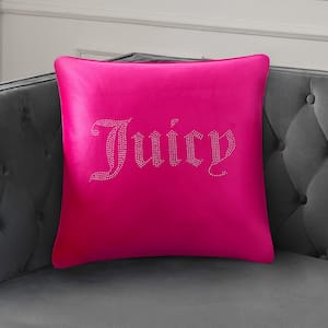 Juicy Rhinestone Hot Pink 20 in. x 20 in. Throw Pillow