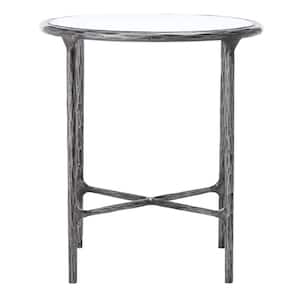 Jessa 18 in. Silver Round Glass End Table