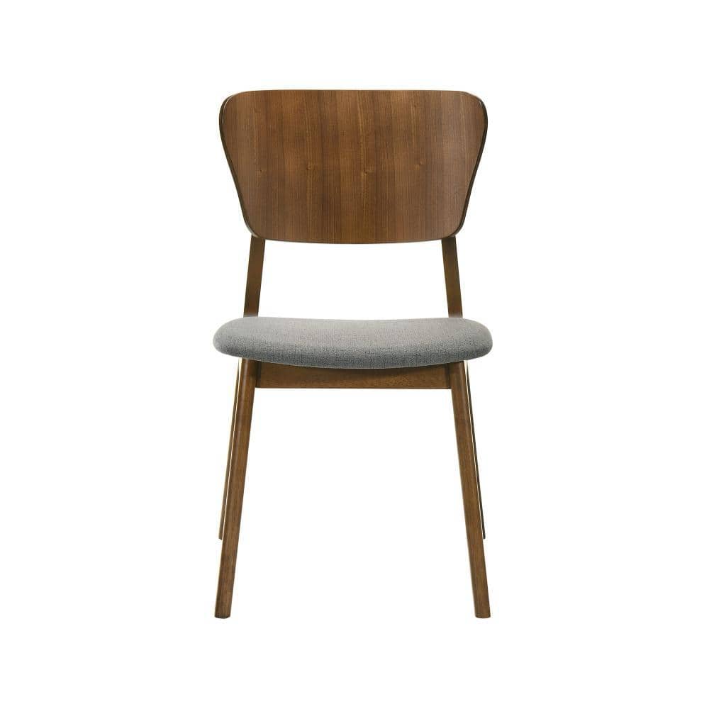 Kalia Charcoal Upholstered Walnut Wood Side Dining Chair Set of 2