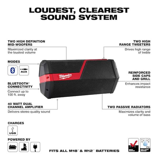 M18/M12 Lithium-Ion Cordless Wireless Jobsite Speaker