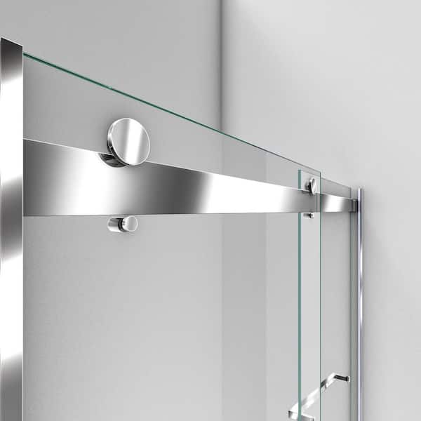 Essence 44 in. to 48 in. x 76 in. Semi-Frameless Sliding Shower Door in Chrome with Clear Glass