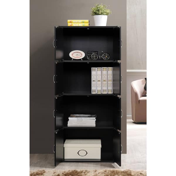 デッドストック　ENA　JUMBO２　極太黒セル HODEDAH 4-Shelf, 54 in. H Black Bookcase with Double Doors HID44