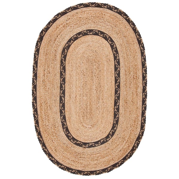 SAFAVIEH Natural Fiber Beige/Brown 4 ft. x 6 ft. Border Woven Oval Area Rug