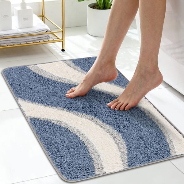 Bathroom Rug Mat Anti-Slip Bath Mat 15.7 in. x 23.6 in. Soft and Absorbent Bath Mat for Bathroom Floor, Tub, Blue