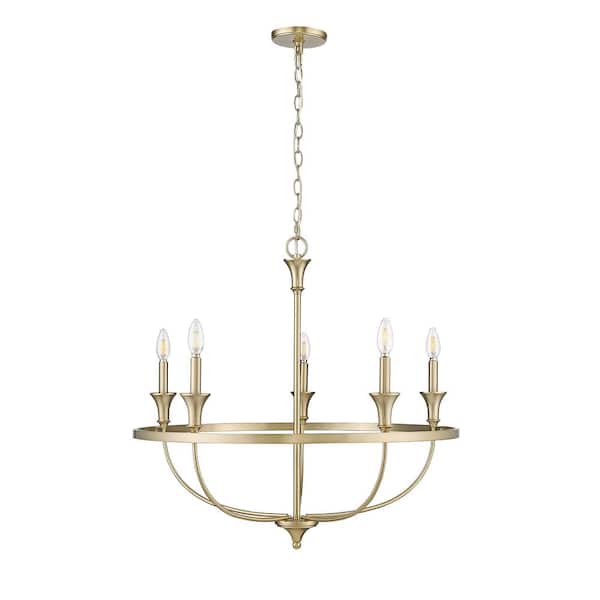 Emery 29.1 in. 5-Light Modern Gold Chandelier