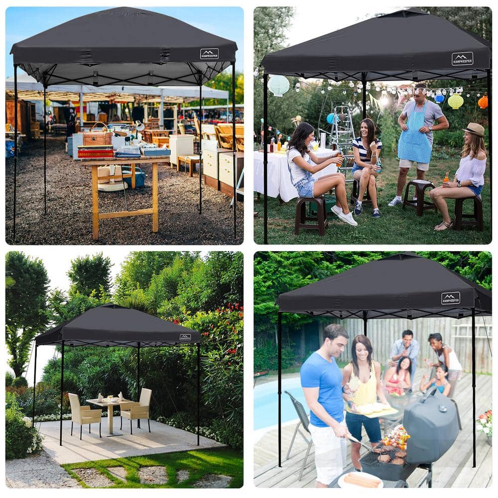 Black 10x10 Waterproof Pop-Up Canopy Tent with Adjustable Legs