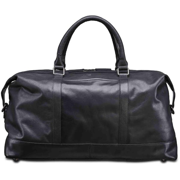 Buffalo Collection 20 in. x 10 in. x 12 in. (W x D x H) Black Leather Top Zipper 20 in. Carry on Duffel Bag
