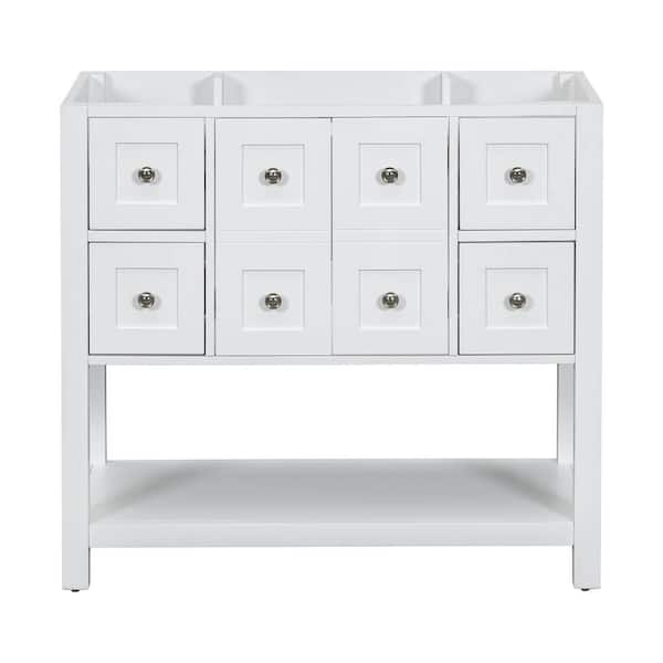 36 in. W x 17.9 in. D x 33 in.H Freestanding Cabinet, Bath Vanity Cabinet without Top in White with 4 Drawers & 2 Door