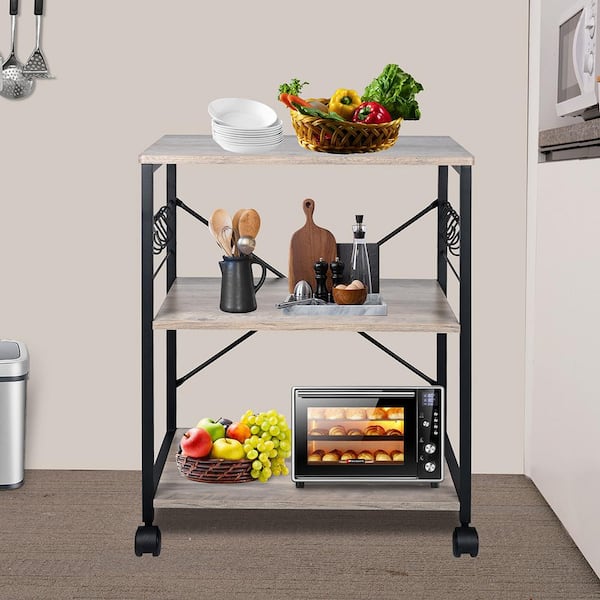 2/3 Tiers Wooden Microwave Storage Shelf Oven Stand Rack Cart Organizer  Kitchen