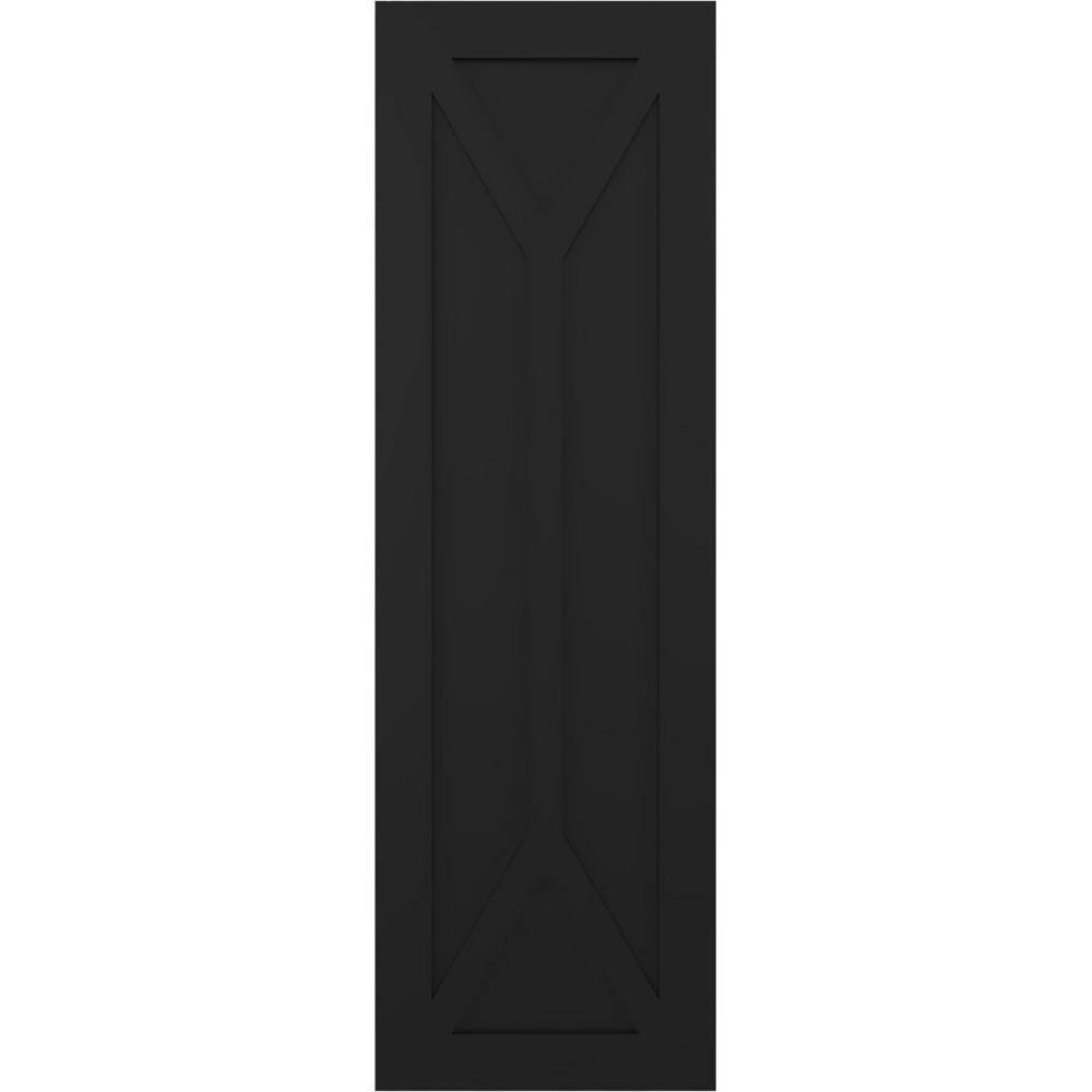 15 in. x 38 in. True Fit Flat Panel PVC San Carlos Mission Style Fixed Mount Shutters Pair in Black price history on PriceWatchPro