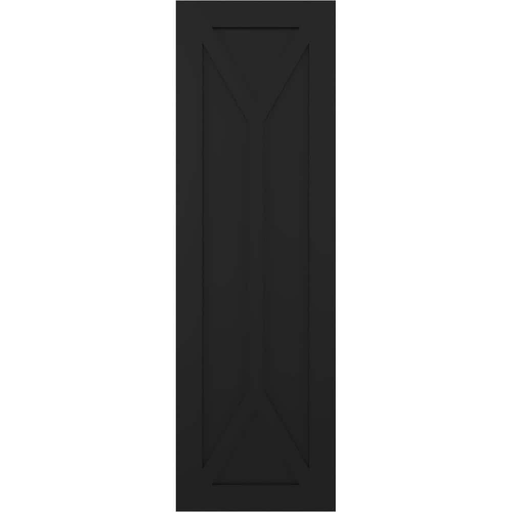 18 in. x 26 in. PVC True Fit San Carlos Mission Style Fixed Mount Flat Panel Shutters Pair in Black price history on PriceWatchPro