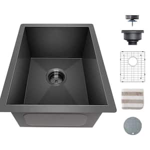 Gloss Black Stainless Steel 15 in. Single Bowl Sink Undermount Kitchen Sink without Workstation