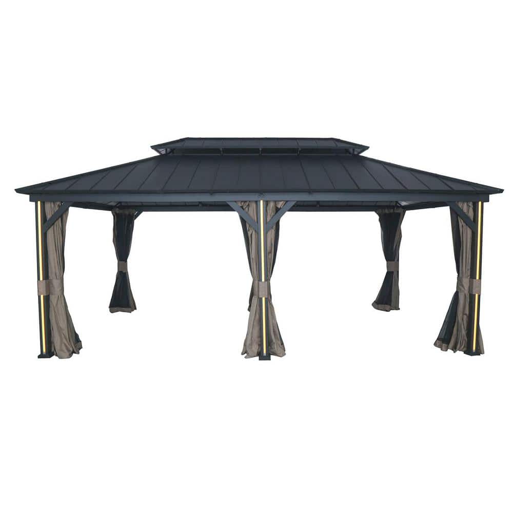 Outdoor Leisure 20 ft. x 12 ft. Dark Brown Hard Top Gazebo