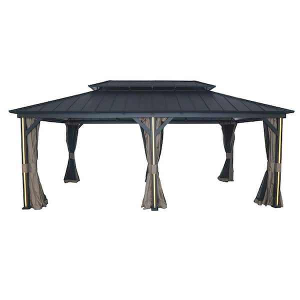 Unbranded - Outdoor Leisure 20 ft. x 12 ft. Dark Brown Hard Top Gazebo