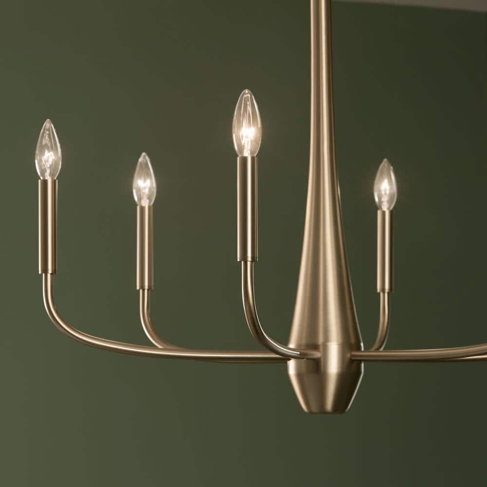 Champagne Bronze 6-Light Modern Chandelier, 28" x 22.5"