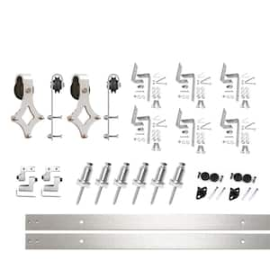 8 ft./96 in. Brushed Nickel Double Track Bypass Z-Shape Sliding Barn Door Hardware Kit - Diamond Design Roller