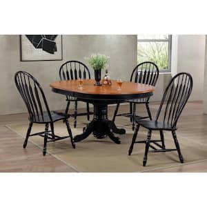 Black Cherry Selections Distressed Antique Black with Cherry Rub Solid Wood Dining Side Chair (Set of 2)