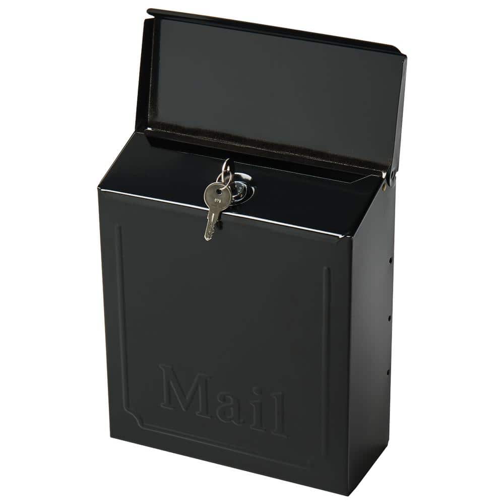 Small Black Lockable Steel Wall Mount Mailbox