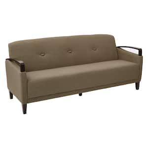 Main Street 75 in. Seaweed Brown Polyester 3-Seater Tuxedo Sofa with Wood Accents