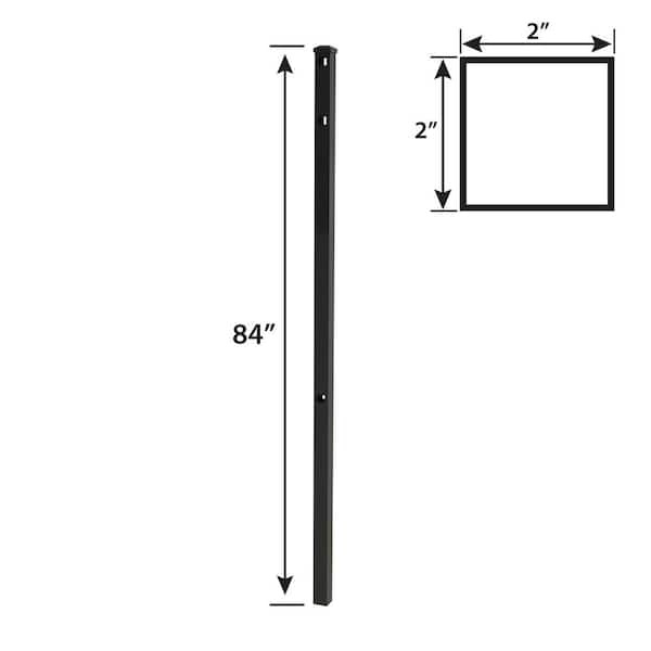 FORGERIGHT Vinings 2 in. x 2 in. x 7 ft. Aluminum Black Fence Line Post with Flat Cap (6-Pack)