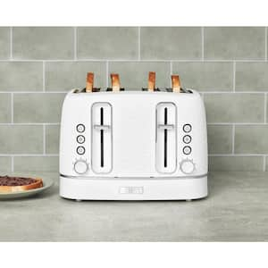 Starbeck 1600-Watt 4 Slice Toaster Wide Slot Bright White with Removable Crumb Tray, Variable Browning Control Settings