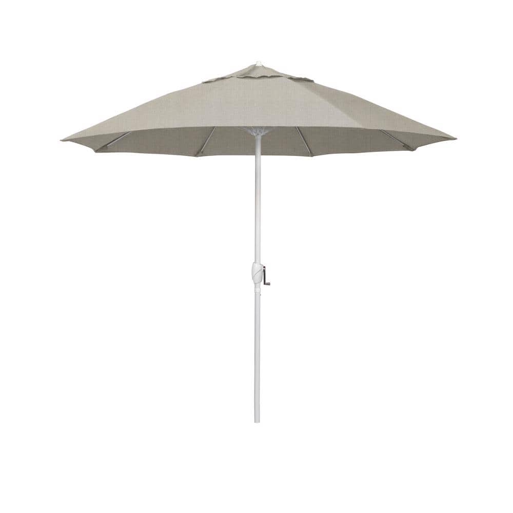 California Umbrella 7.5 ft. Matted White Aluminum Market Patio Umbrella Fiberglass Ribs and Auto Tilt in Woven Granite Olefin