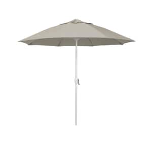 7.5 ft. Matted White Aluminum Market Patio Umbrella Fiberglass Ribs and Auto Tilt in Woven Granite Olefin