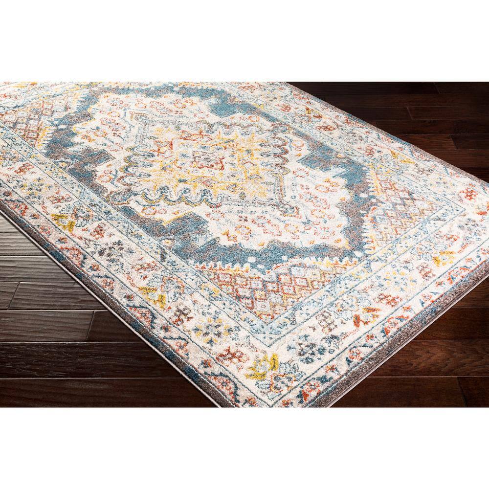 Teal Medallion Power-Loomed Area Rug, 5'3" x 7'3"